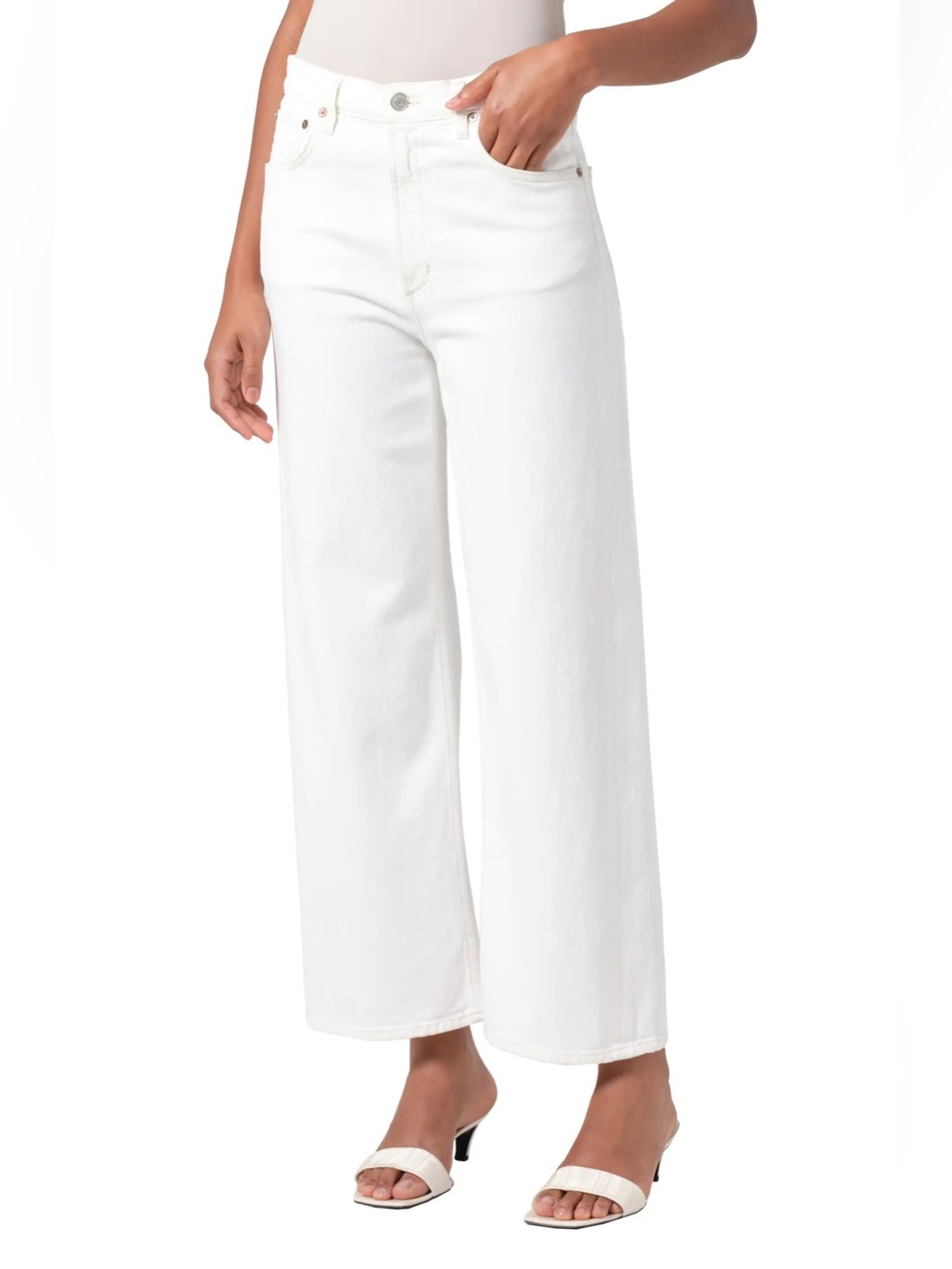 Agolde White High-Rise Wide Leg Jeans
